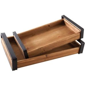 Image de Aubry Gaspard Plateaux modernes en bois (Lot de 2)