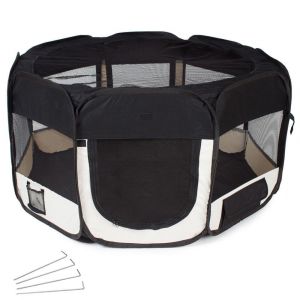 Parc à chiots chiens enclos pour animaux pliable noir 125 x 125 x 64 cm Noir
