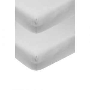 Meyco 565205 Lot de 2 draps-Housses en Jersey pour bébé Gris Clair 70 x 140 x 150 cm