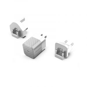 Energizer Chargeur Rapide USB-C 20W - sans Câble - 3 Prises Incluses (EU/US/UK) - Gris