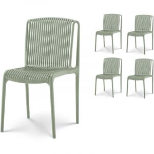 Kosmi Lot de 4 chaises de Jardin ou Terrasse Vertes en Résine Polypropylène
