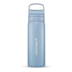Lifestraw Go Series — Gourde filtrante en inox 500ml pour les voyages et l’utilisation quotidienne. Élimine les bactéries, les parasites et microplastiques, améliore le goût, Icelandic Blue (bleu)