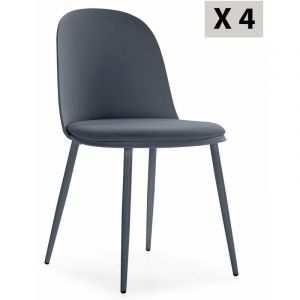 Vs Venta-stock - Lot de 4 chaises Kana bleus, pieds en m&eacute;tal et assise rembourr&eacute;e - bleu