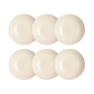Novastyl Lot de 6 assiettes creuses en faïence beige 22cm