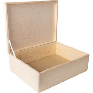 Boîte en Bois Rangement Charnières Argentées 40 x 30 x 14 cm