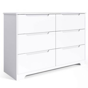 Commode 6 Tiroirs Bealife Meuble de Rangement Moderne 120 cm avec Glissi&egrave;res M&eacute;talliques et M&eacute;canisme Anti-basculement pour Salon Couloir Chambre ou