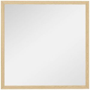Homcom Miroir mural carr&eacute; dim. 50L x 50H cm cadre effet bois naturel