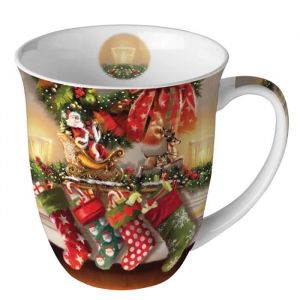 Ambiente Tasse en porcelaine fine chaussettes de Noël