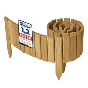 Garronda clôture de Jardin en Bois Bordure Jardin Cloture Jardin Exterieur, Palissade Bordurette Longueur: 200 cm GD-0149 (Brun Clair, Hauteur : 20