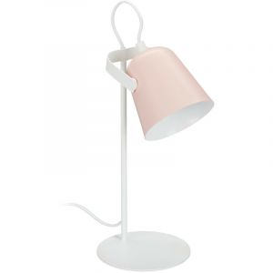 Image de Relaxdays Lampe de bureau, métallique, 39x15 cm, à pivoter, ampoule E14, lieu de travail, salon, chevet, rose/blanche