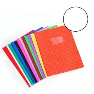 Calligraphe 72227C - Protège-cahier Grain Losange 210x297, PVC 18/100, coloris blanc, avec porte-étiquette