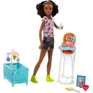 Mattel Poupée Barbie - Coffret Baby-Sitter Chaise Haute