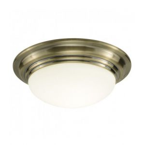 Dar Lighting Plafonnier Barclay laiton antique et verre opale 1 ampoule