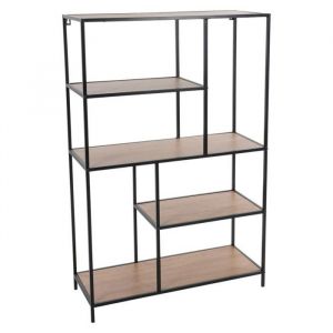 H&S Collection Étagère sur pied à 4 niveaux 76x30x116 cm naturel/noir, armoire ouverte, armoire sur pied, étagère de rangement, armoire, étagère