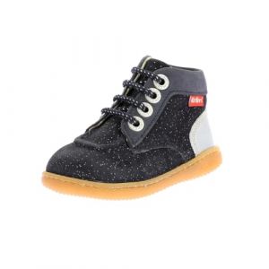 Kickers Mixte Enfant Kickiconic, Marine Argent, 21 EU