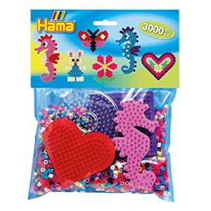 Hama Sachet de perles moyennes "plaques c&OElig;ur ronde carr&eacute;e hippocampe"