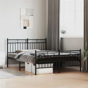VidaXL Cadre De Lit Métal Avec Tête De Lit/Pied De Lit Noir 140x190 Cm