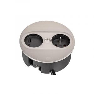 Bachmann Twist 2 1xUTE 1xUSB A/C 22W 2,0m AEH Aspect INOX Rond