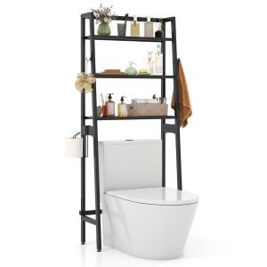Coast Above Toilet Rack Freestanding 3 Levels - 28 x 65 x 159 cm - Black