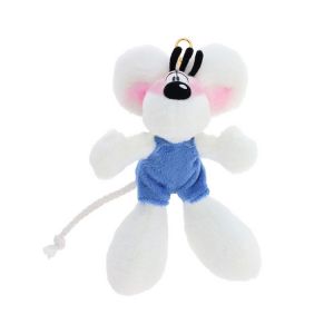 Porte-clés peluche Diddl en salopette bleue 15 cm - Diddl et ses amis