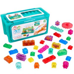 Goliath Jelly BLOX &ndash; Playground Store & Play Set - Jeu de Construction Sensorielle pour Enfants d&egrave;s 2 Ans - 30 Blocs Souples et Color&eacute;s avec Personnages & Animaux - Coffret Rangement - Id&eacute;e Cadeau