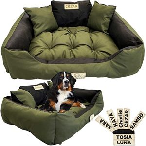 Lit Pour Chien EDANTI 145x115 cm Emplacement Pour Nom Imperm&eacute;able Vert