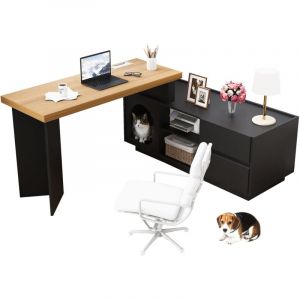 Bureau d'angle - 120x120x75 cm, MDF, plateau &eacute;paissi, bureau d'angle en forme de L