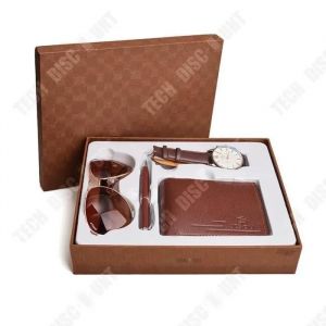 Coffret Cadeau Pour Homme - Td - Montre, Portefeuille, Lunettes, Stylo - Affaires - Cuir - Étanche
