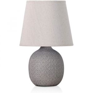 Brubaker Lampe de table/de chevet - Design moderne - Hauteur 28,5 cm - Pied en Céramique/Brun - Abat-jour en Lin/Beige