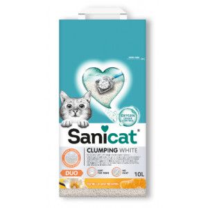 Image de Sanicat Litière pour Chats agglomérante Blanche - Parfum de Vanille et Mandarine, Fabriquée à partir de minéraux naturels avec contrôle d'odeur, Capacité de 10 L