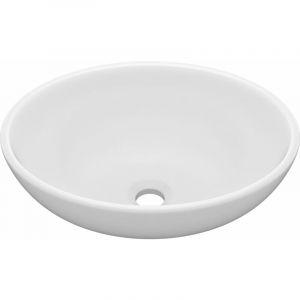 Lavabo vasque ovale de luxe 40 x 33 cm céramique blanc mat 02_0002663