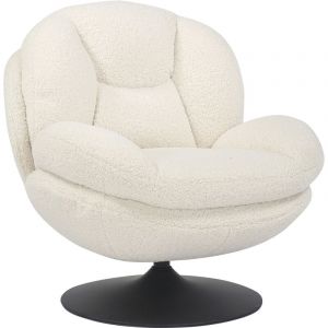 M&S Fauteuil cosy pivotant 81x84x 84cm en tissu bouclette blanc - oryo