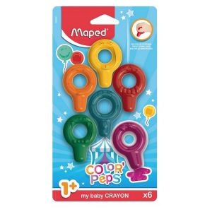 Maped My baby Crayon anneau de cire COLOR'PEPS, blister de 6 - Lot de 5