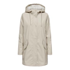 Only Onlsally Imperméable OTW Noos Manteau, Oatmeal/détail : Teddy Blanc, XL Femme