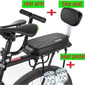 Le Noir Siège Arrière De Vélo Avec Repose-Pieds, Sécurité Enfant, Avec Poignée, Accoudoir, Pédale, Selle - Tige De Selle