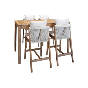 Now's Home Ensemble de bar avec table haute et chaises en bois 4 places