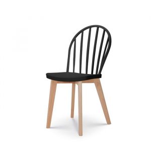 Kosmi Chaise de salle &agrave; manger emy noire avec pieds en bois