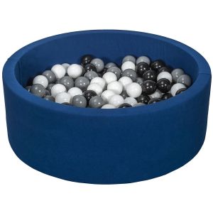 Piscine à balles aire de jeu + 200 balles bleu marine noir,blanc,gris