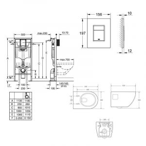 Grohe SOLIDO Pack Bâti-support + WC sans bride SAT + Abattant SoftClose + Plaque chrome+ Set d'habillage (AUTOPORTANT-PROJECT-1-SABO)