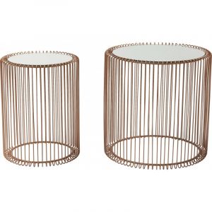 Image de Kare Design Set de 2 tables d'appoint cuivre et miroir Wire