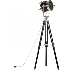 VidaXL Lampadaire à trépied Noir Bois de manguier massif 171 cm