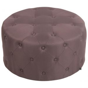 D&eacute;coshop26 Pouf tabouret repose-pieds capitonn&eacute; en tissu marron 70x70x37cm TABO10141
