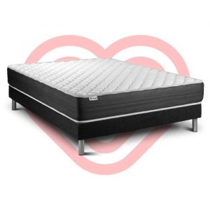 Ensemble VITALMEMO ONE 140 x 190 cm sommier Kit noir