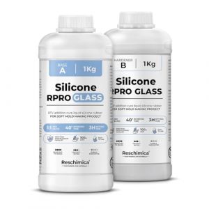 Caoutchouc de silicone Traslucide 1:1 pour moulage R PRO GLASS, non toxique, pour moules durs et compatible avec les résines, la cire, le plâtre et d'autres matériaux (2 kg)