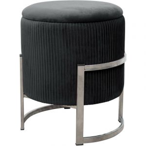 Pouf de Rangement avec Couvercle Akord porto velour colour Noir hauteur 46 cm