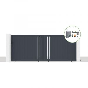 Pack portail coulissant électrique GIONA 400x160cm Gris + Motorisation TANKER C600