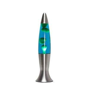 Licht-erlebnisse - Lampe à lave Angelina en style rétro au design vintage avec liquide bleu et cire verte G9 H:40 cm