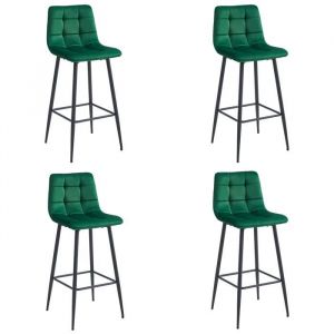 Tabouret ARCETO - velours vert foncé / pieds noirs x 4