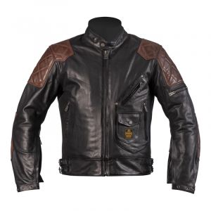 Helstons Blouson cuir Chuck noir/camel- M