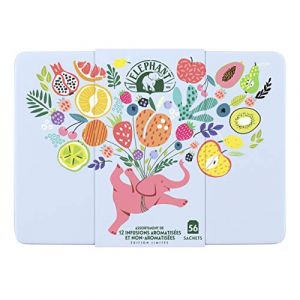 Image de Eléphant Boîte en métal Assortiment Infusions, 8 recettes Fruités & gourmandes et 4 recettes Bien-être, 56 sachets